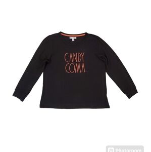 Rae Dunn Women's Black Candy Coma Long‎ Sleeve Pullover Sweater Medium